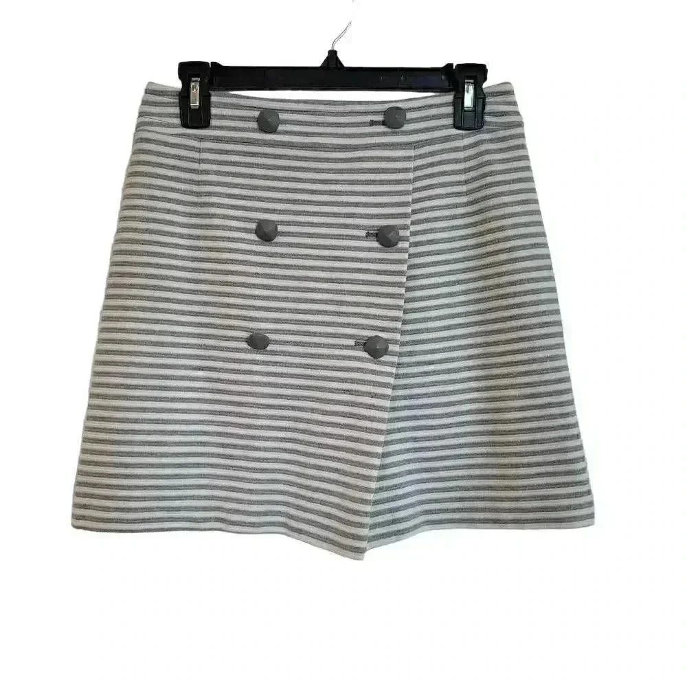 Rue de Blis Women's/Jrs Gray/White Cotton/Polyester Blend Striped Lined Zipper